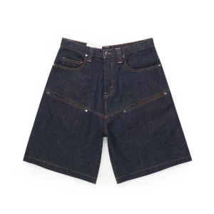Raw denim streetwear shorts side fit — DENIM SHORT RAW relaxed silhouette profile view
