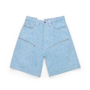 Washed streetwear denim shorts side fit — DENIM SHORT BLANKET WASH relaxed silhouette profile
