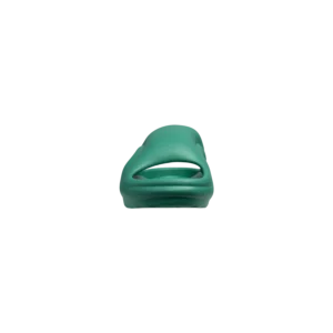 SKYLRK Forest slides worn poolside on wet tile surface demonstrating grip and summer style