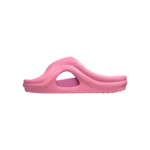 Cushioned footbed detail of SKYLRK Beach Slide Gum summer sandal side profile view