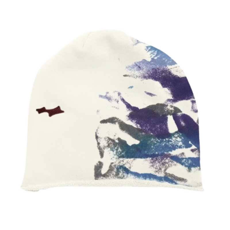SKYLRK Wave Camo Beanie – Side Profile View Camo streetwear fleece beanie side profile – SKYLRK Wave Camo lightweight winter hat showing slim silhouette