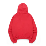 Close-up detail of ribbed cuff on SKYLRK Jelly Red knit hoodie
