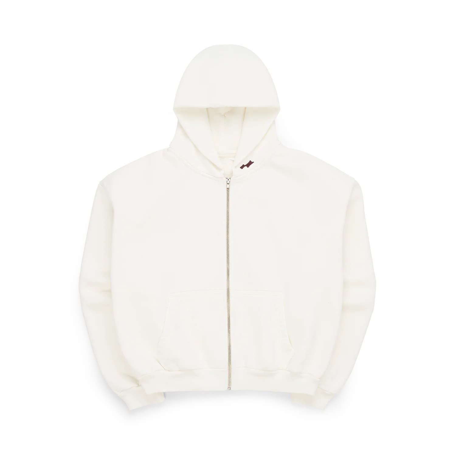 SKYLRK Natural No Dye Knit Zip Hoodie — Front View SKYLRK Knit Zip Hoodie in Natural No Dye — front view with zip fully closed showing relaxed oversized silhouette