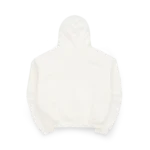 SKYLRK Knit Zip Hoodie in Natural No Dye — front view with zip fully closed showing relaxed oversized silhouette