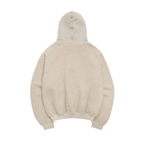 SKYLRK Reverse Hoodie in Almond Brown — front view showing exposed reverse fleece texture and relaxed oversized fit