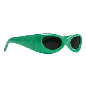 SKYLRK Golf colourway sunglasses side profile showing depth of upside-down frame structure