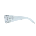 SKYLRK Upside Down Sunglasses Clear — front view of futuristic inverted frame design