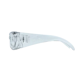 SKYLRK Upside Down Sunglasses Clear — front view of futuristic inverted frame design