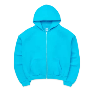 SKYLRK Super Blue Zip Hoodie front view oversized streetwear