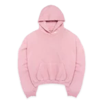 ALT Text 2 Oversized pink streetwear hoodie side profile showing relaxed drape and hem length