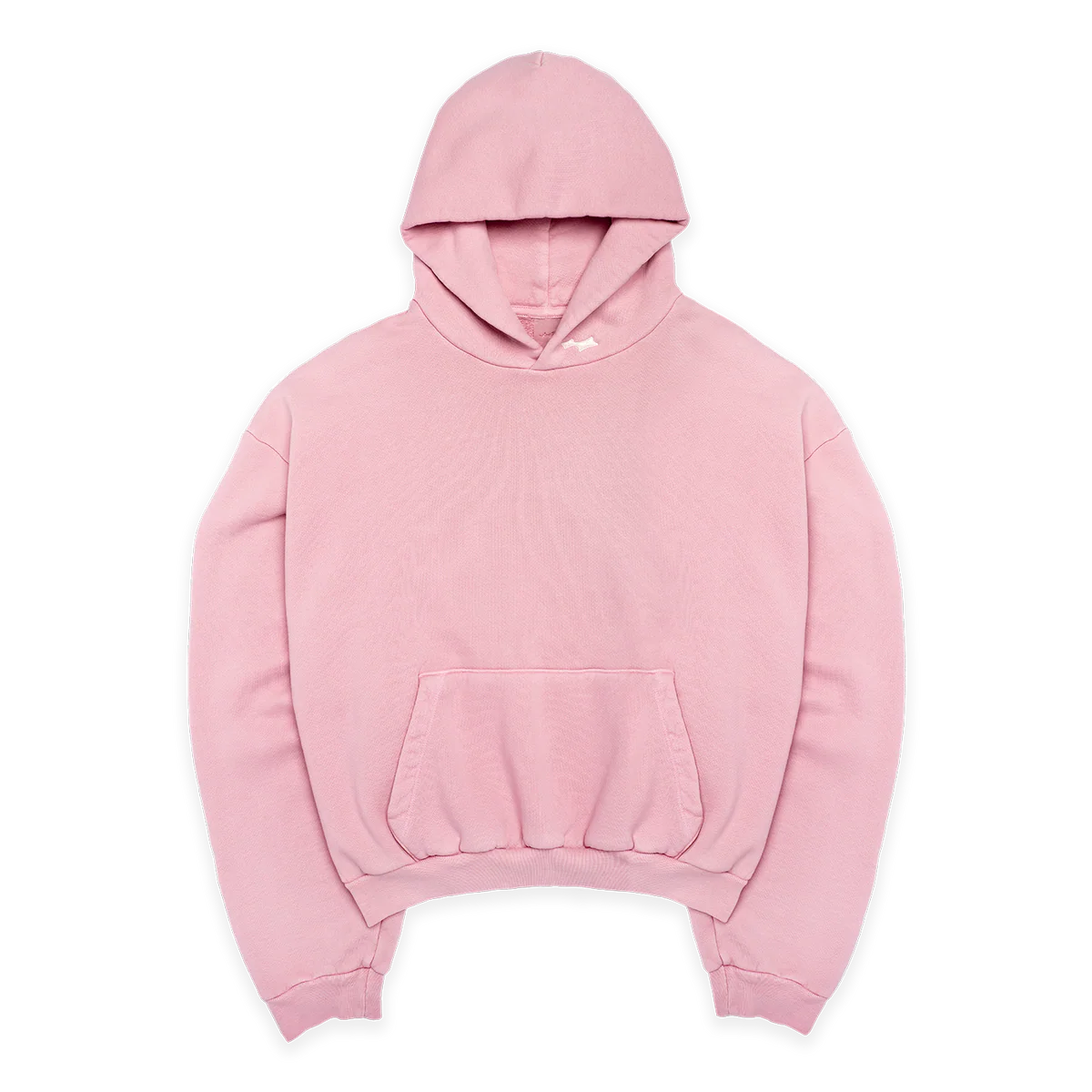 Oversized Pink Streetwear Hoodie — Side View ALT Text 2 Oversized pink streetwear hoodie side profile showing relaxed drape and hem length