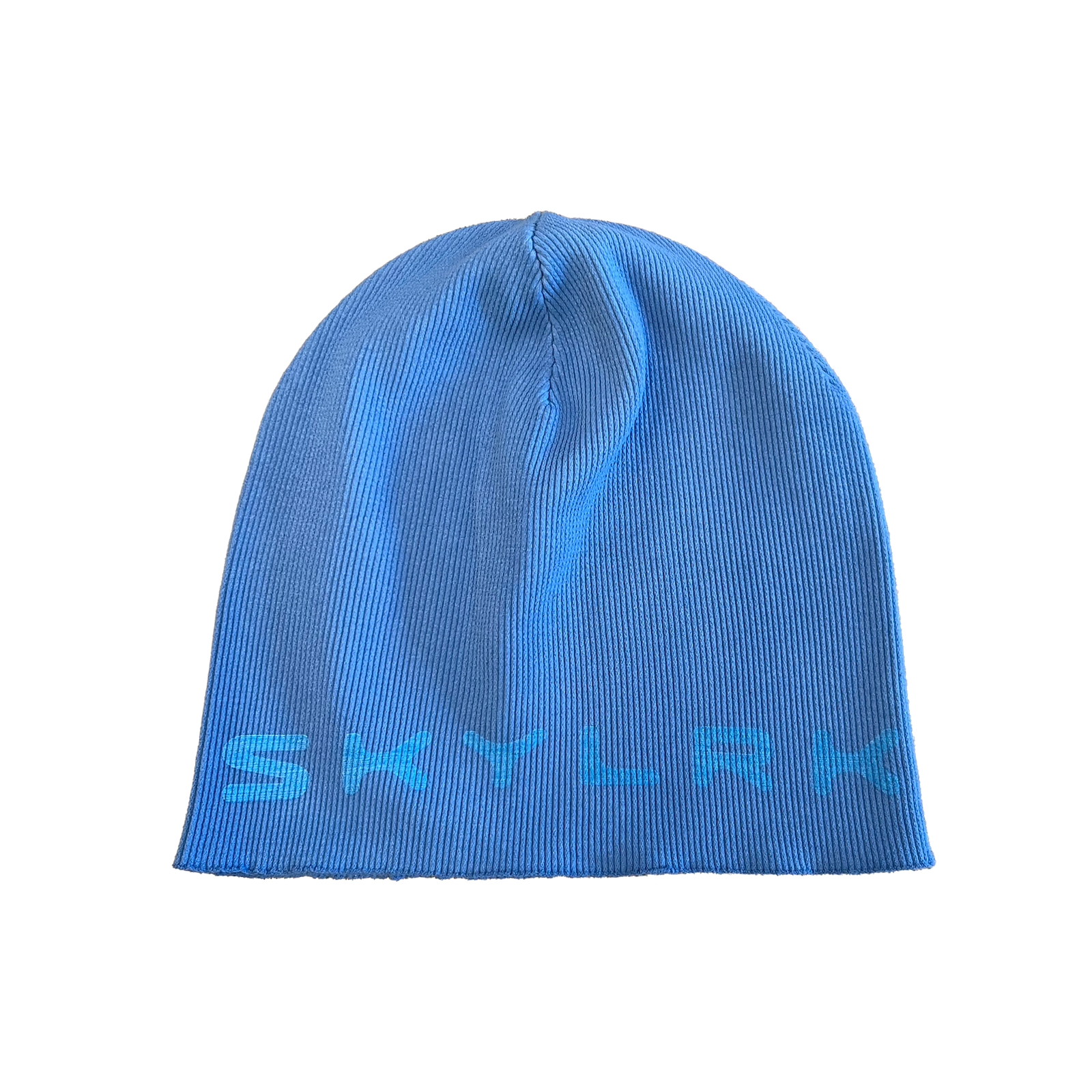 SKYLRK Blue Toque Beanie – Outdoor Winter Use SKYLRK blue knit winter beanie worn outdoors in cold weather