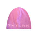 SKYLRK Toque Beanie Pink — front view showing mid-rise silhouette and soft pink colourway
